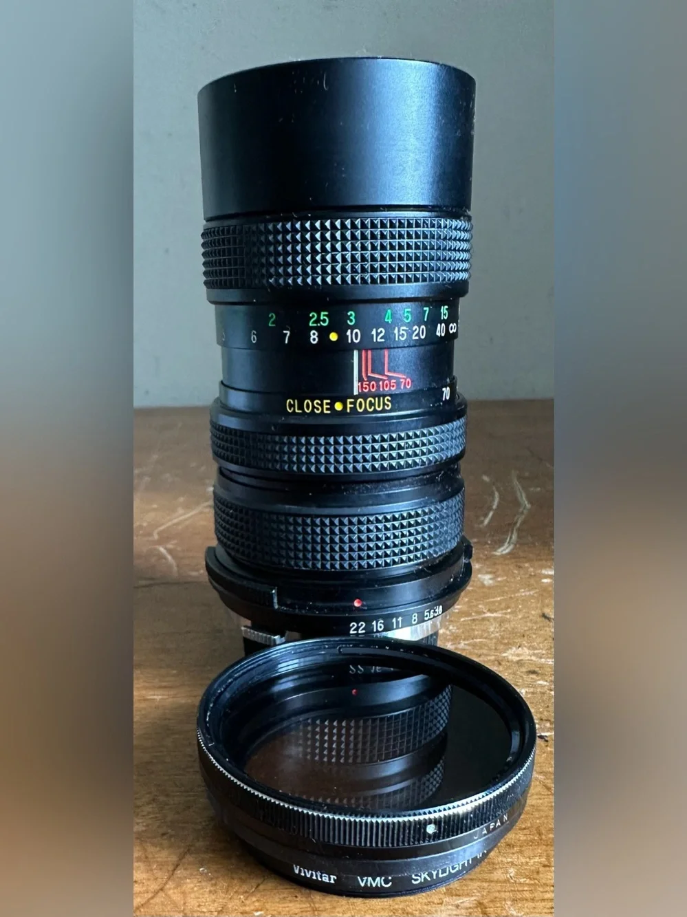 Vivitar 70-150mm f:3.8 52mm Close Focusing Auto Zoom Camera Lens w/ 52mm Filters
